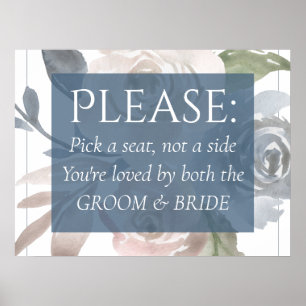 Póster Dusty Floral   Asiento de selección de crema azul 