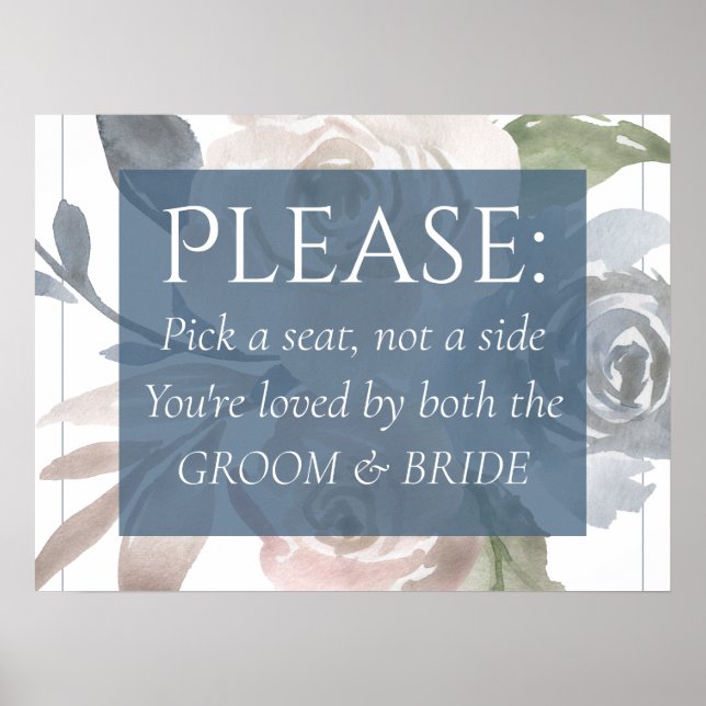 Póster Dusty Floral | Asiento de selección de crema azul  (Frente)