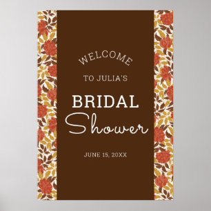 Póster Dusty Orange Peony Flores Otoño Bridal Shower