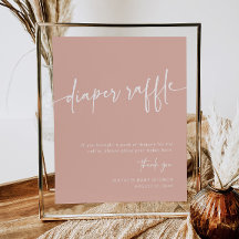 Dusty Pink Diaper Raffle Rótulo Chica Moderno Míni