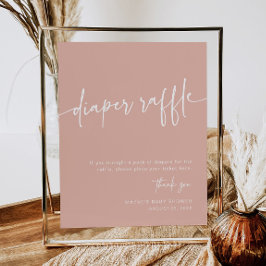 Póster Dusty Pink Diaper Raffle Rótulo Chica Moderno Míni