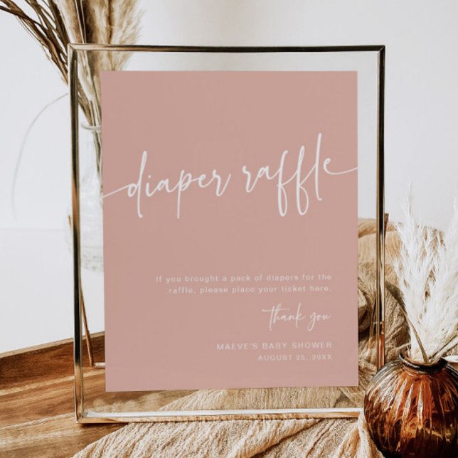 Póster Dusty Pink Diaper Raffle Rótulo Chica Moderno Míni (Subido por el creador)