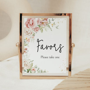 Póster Dusty Pink Floral Baby Shower Favores