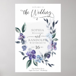 Póster Dusty Purple Floral Garden Wedding Invitation,
