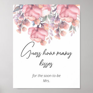 Póster Dusty Rosa Floral cuántos besos duchan de novia