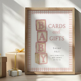 Póster Dusty Rose Baby Blocks Cards and Gifts Baby Shower