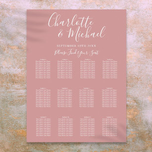 Póster Dusty Rose Elegant Signature Wedding Seating Chart