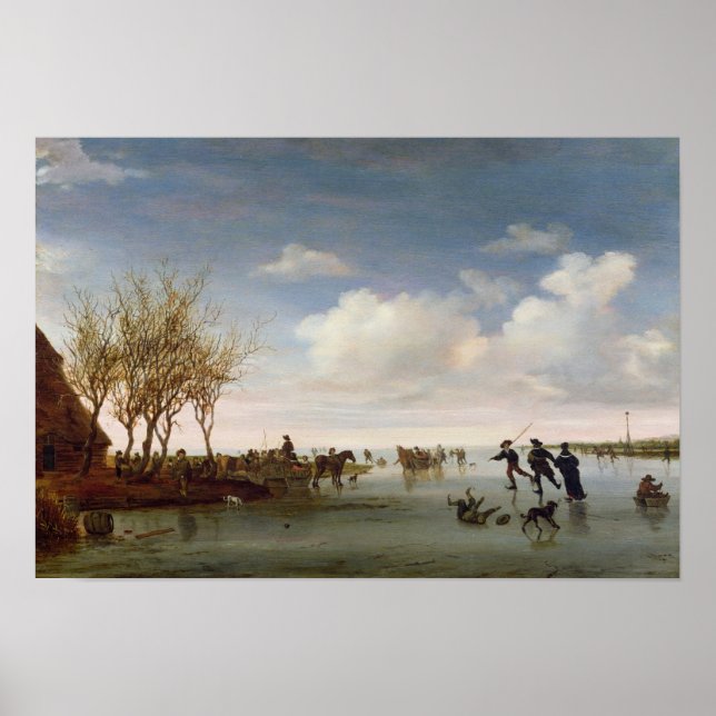 Póster Dutch landscape with Skaters (Frente)
