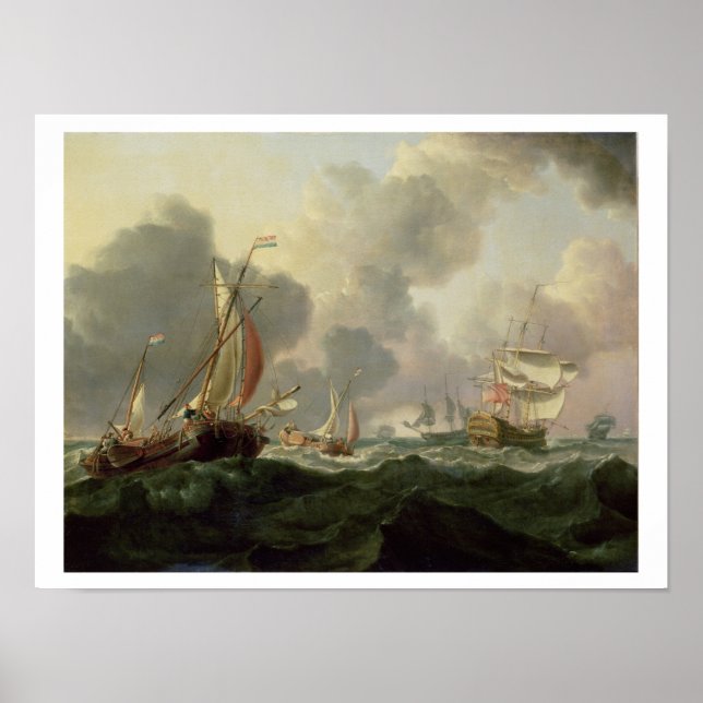 Póster Dutch Pinks and a British Frigate in Choppy Seas (Frente)