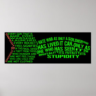 Póster Dwight Eisenhower Anti War Text Art