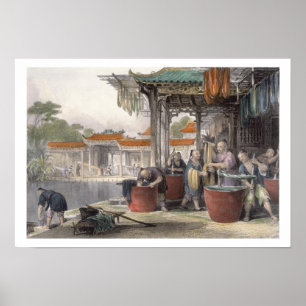 Póster Dyeing and Winding Silk, de 'China in a Series o