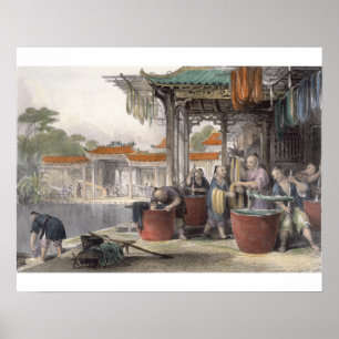 Póster Dyeing and Winding Silk, from 'China in a Series o