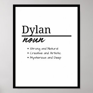 Póster Dylan, definición de nombre personalizado de niño