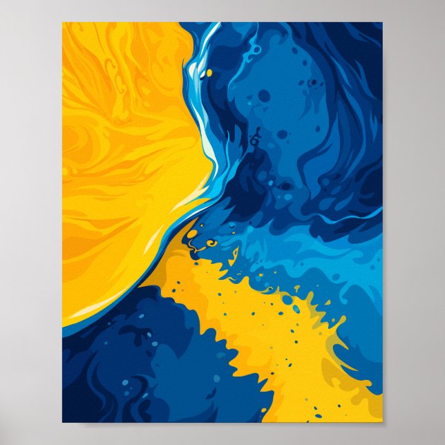 Póster Dynamic Blend of Yellow, Blue, & Orange Accents (Frente)