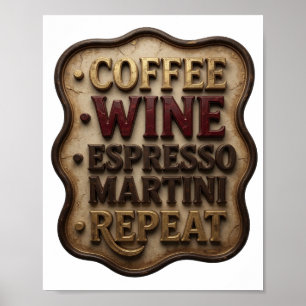 Póster Dynamic Gold CAFÉ VINO MARTINI DE ESPRESSO REPETIC