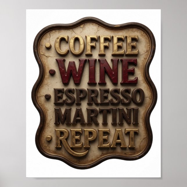 Póster Dynamic Gold CAFÉ VINO MARTINI DE ESPRESSO REPETIC (Frente)