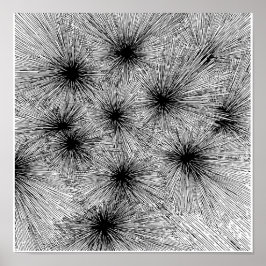 Póster Dynamic Ink Splatter Abstract Coloring Page