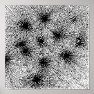 Póster Dynamic Ink Splatter Abstract Coloring Page