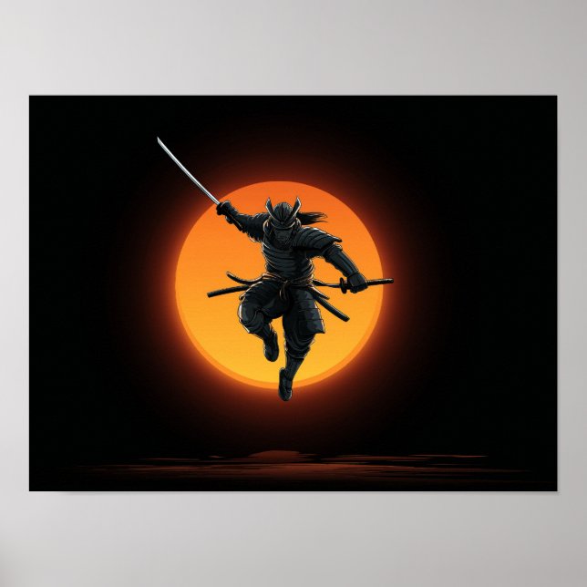 Póster Dynamic Samurai Jump Silhouette  (Frente)