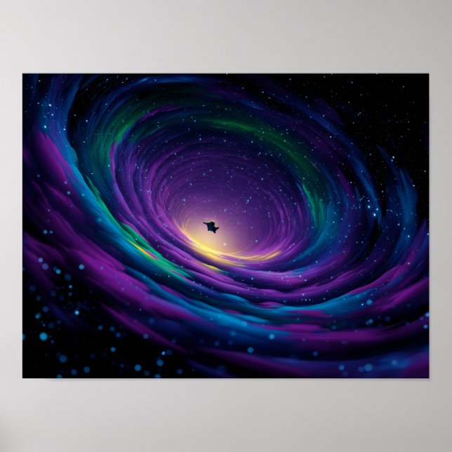 Póster Dynamic Swirling Galaxy Vortex with Central Astron (Frente)