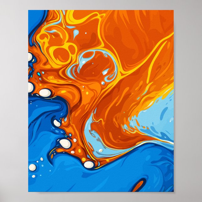 Póster Dynamic Swirls of Blue & Orange in Fluid Motion (Frente)