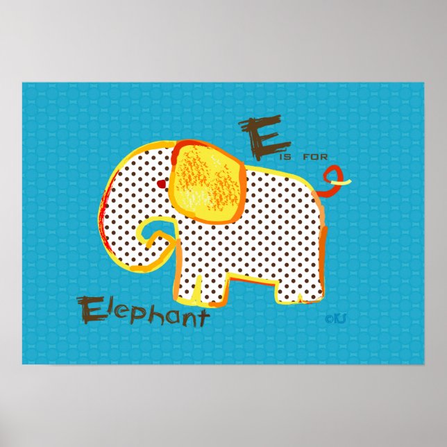 Póster 'E es para elefante' poster de pintura digital (Frente)