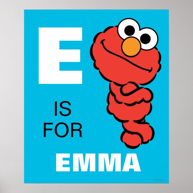 Póster E es para Elmo | Añadir su nombre (Frente)