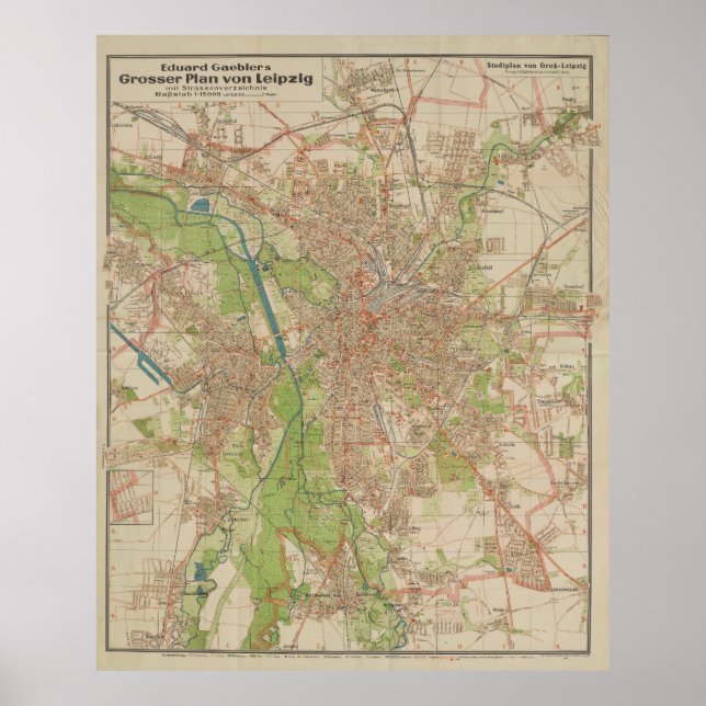 Póster E. Gaebler’s Grosser Plan von Leipzig (1943) (Frente)