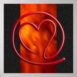 Póster e m a i l 4 y u   rojo fuego, mancha negra