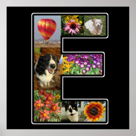Póster E Monograma Crea tu propio Collage de fotos 8 Negr