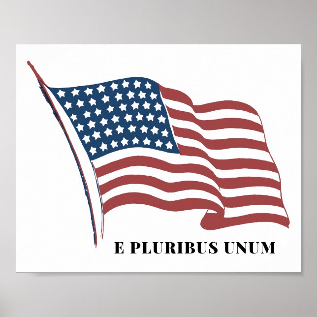 Póster E Pluribus Unum Patriotic Bandera de Estados Unido (Frente)