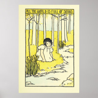 Póster E. Richardson Ilustracion vintage lindo chica