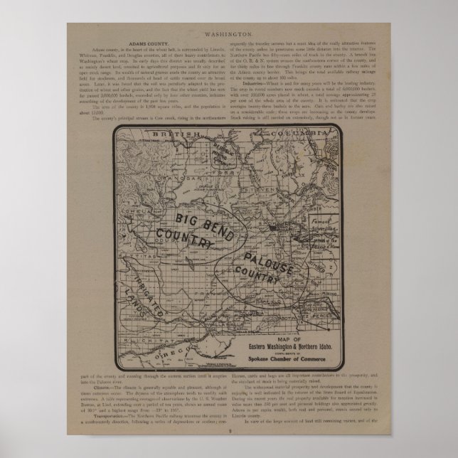 Póster E Washington, N Idaho (Frente)