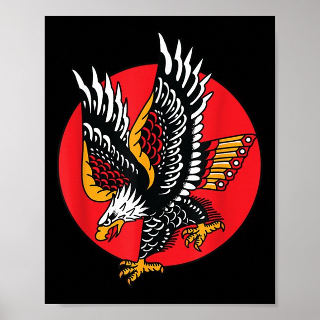 Póster Eagle American Tradicional Tattoo Tattoo Ink Old S (Frente)