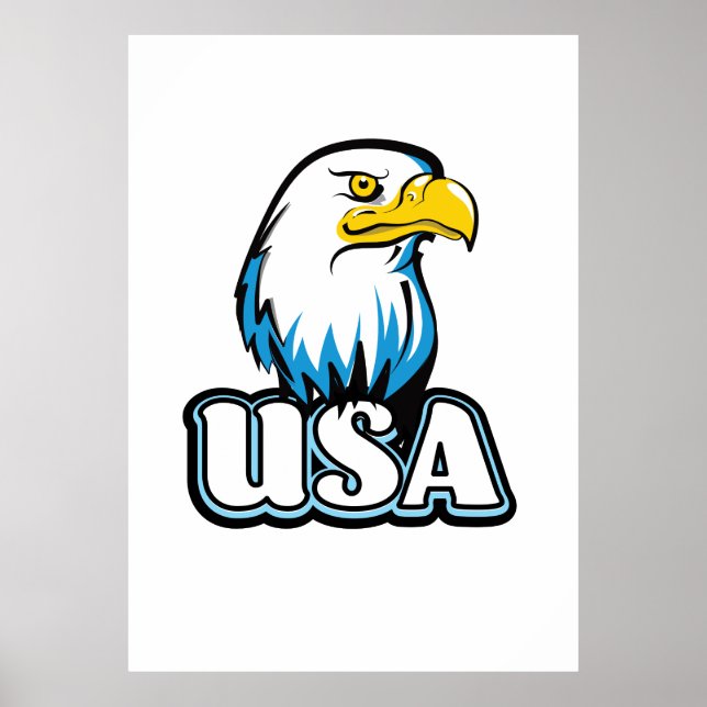 Póster Eagle Bald de Estados Unidos (edición limitada azu (Frente)