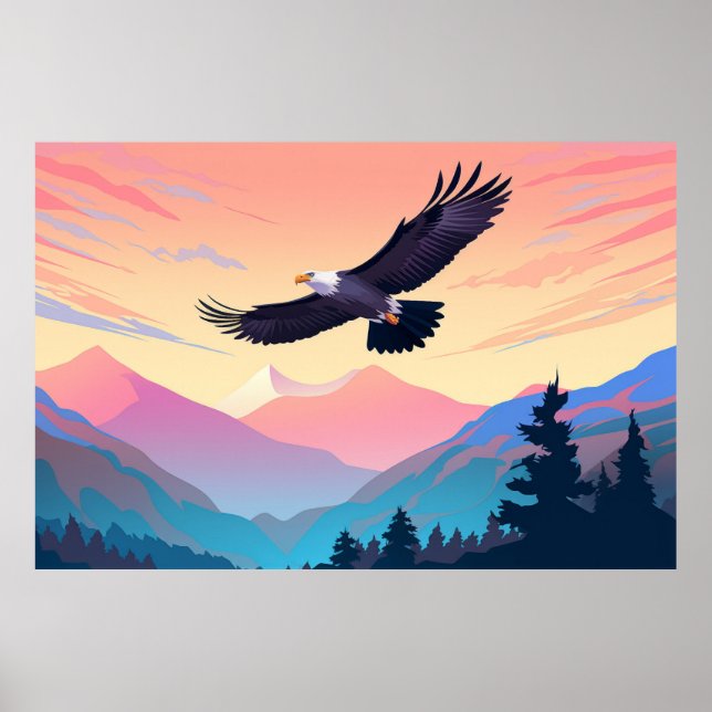 Póster Eagle Bird Animal Mountain Naturaleza (Frente)