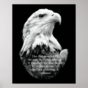 Póster Eagle calvo con cita patriótica