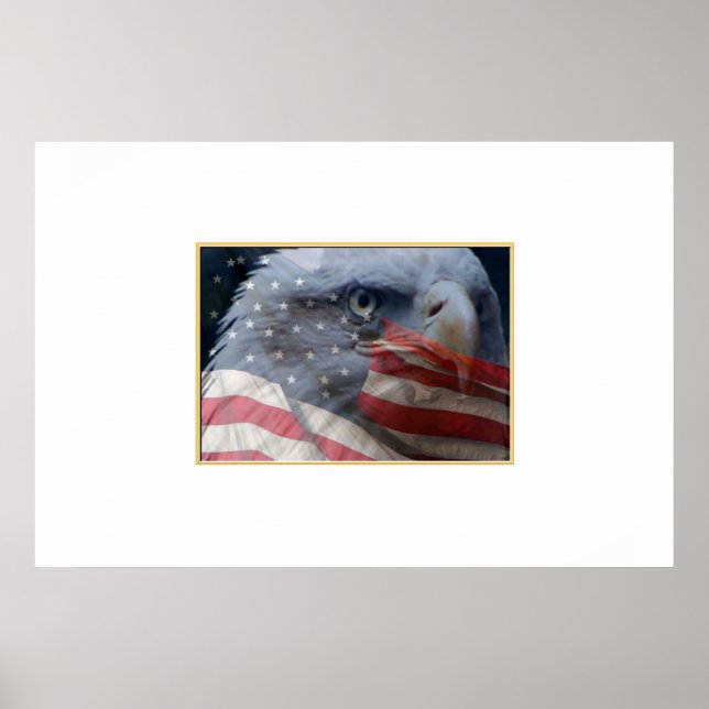 Póster Eagle Close con bandera (Frente)