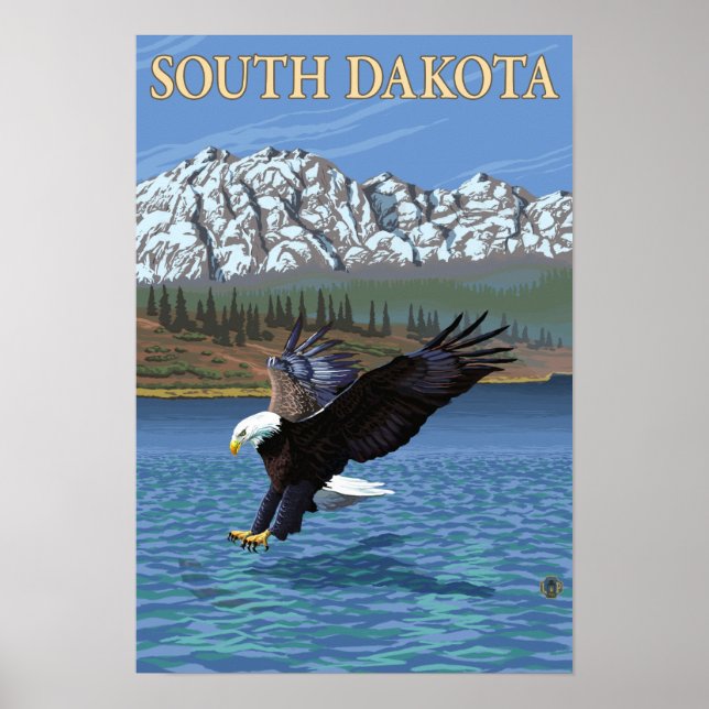 Póster Eagle Diving, Dakota del Sur (Frente)