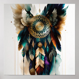 Póster Eagle Feathers y Dreamcatcher Wall Art Poster