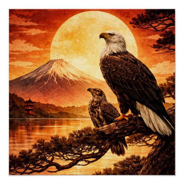 Póster Eagle Japanese Landscape pastor (Anverso)