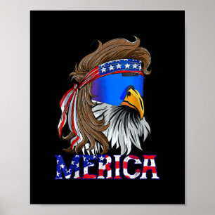 Póster Eagle Mullet 4 De Julio Estados Unidos Bandera Ame