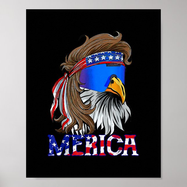 Póster Eagle Mullet 4 De Julio Estados Unidos Bandera Ame (Frente)