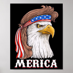 Póster Eagle Mullet 4 De Julio Estados Unidos Bandera Ame