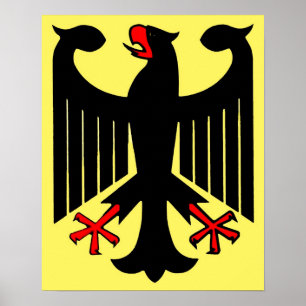 Póster Eagle negro federal alemán en el escudo amarillo