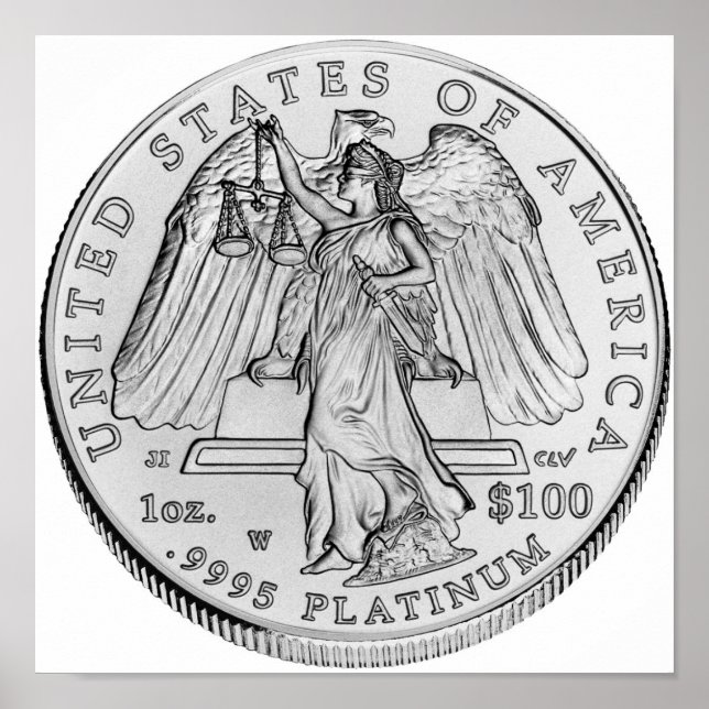 Póster Eagle Platino Americano Moneda Sin Circular (Frente)