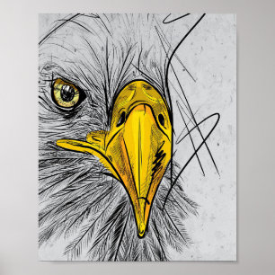 Póster Eagle Sketch Face Wall Art