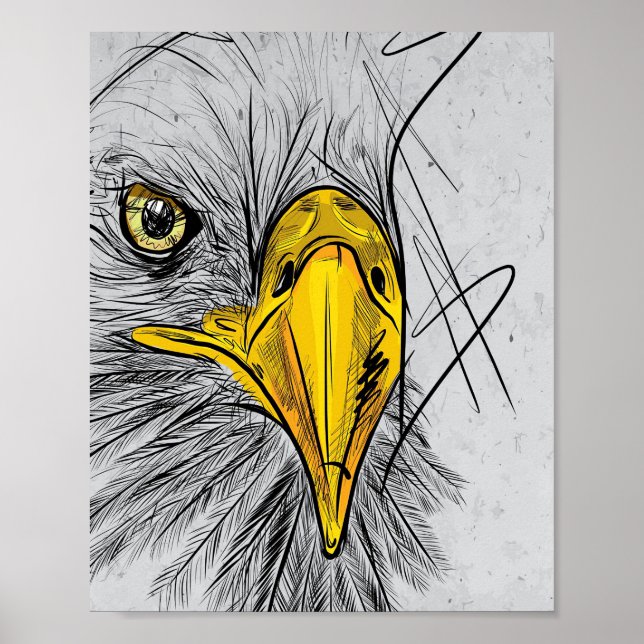 Póster Eagle Sketch Face Wall Art (Frente)