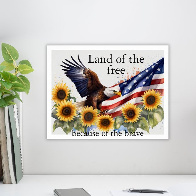 Póster Eagle Sunflowers Bandera Estadounidense 4 De Julio (Eagle Sunflowers American Flag 4th Of July Poster
)