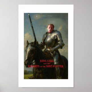 Póster Earl Strickland sobre el caballo, en armadura, con